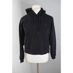 Black Diamond Cropped Hoodie Womens Medium Black Pullover Fleece Lined Outdoor